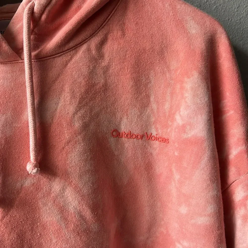 Outdoor Voices Pickup Latana Pink Tie Dye Logo Cropped Hoodie - Picture 6 of 7
